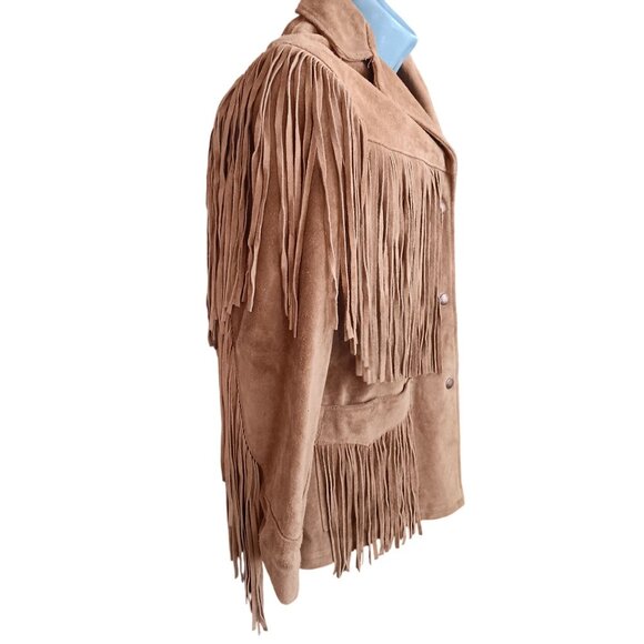 Vintage Women's Fringe Jacket sz 12 Schott Suede Leather Western Hippy USA 80's - Picture 4 of 8